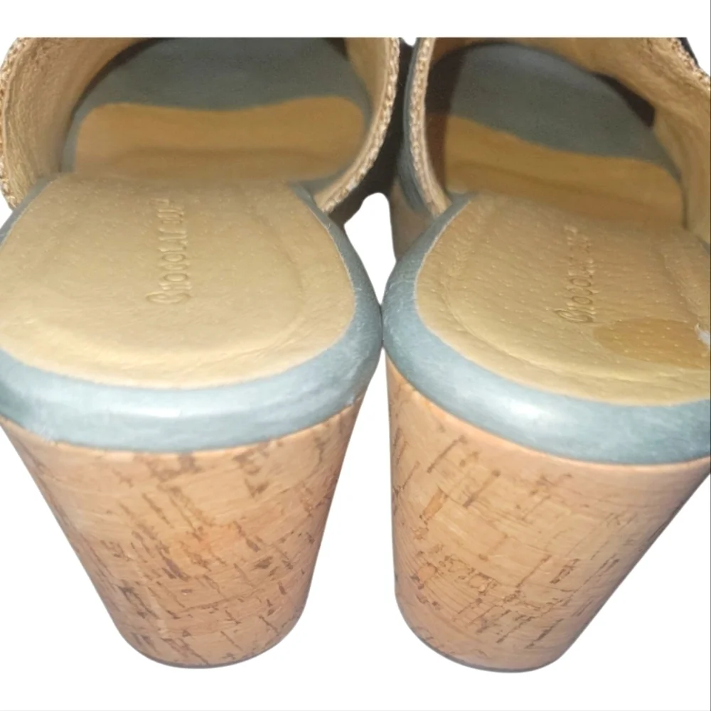 Chocalat Blu Wapi Women's Textile Leather Tan & Turquoise Platform Sandals 9
